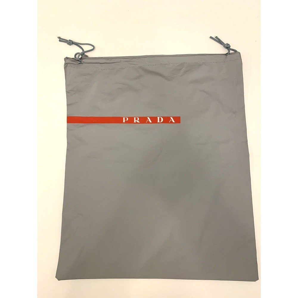 PRADA 16 X 13.5 Dust Cover Bag Pouch Shoes Handbag Drawstring Metallic PVC